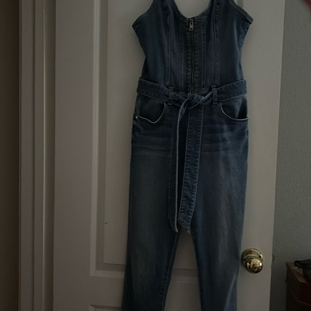 Guess overalls belt tie front with half zipper. Worn a few times